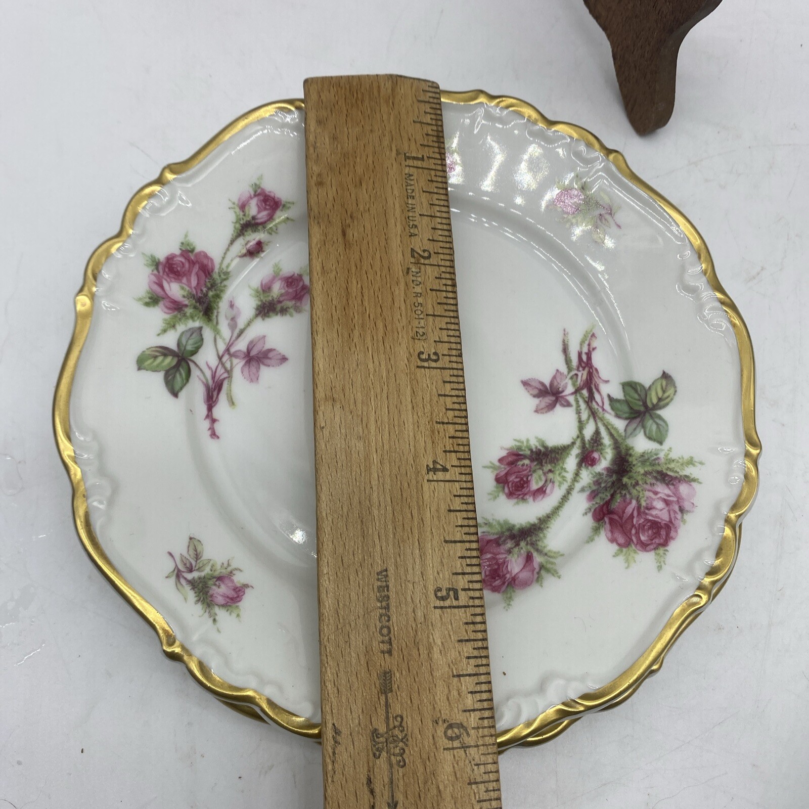 EDELSTEIN MOSS ROSE LOT OF 2 BREAD PLATES EXCELLENT 6 In
