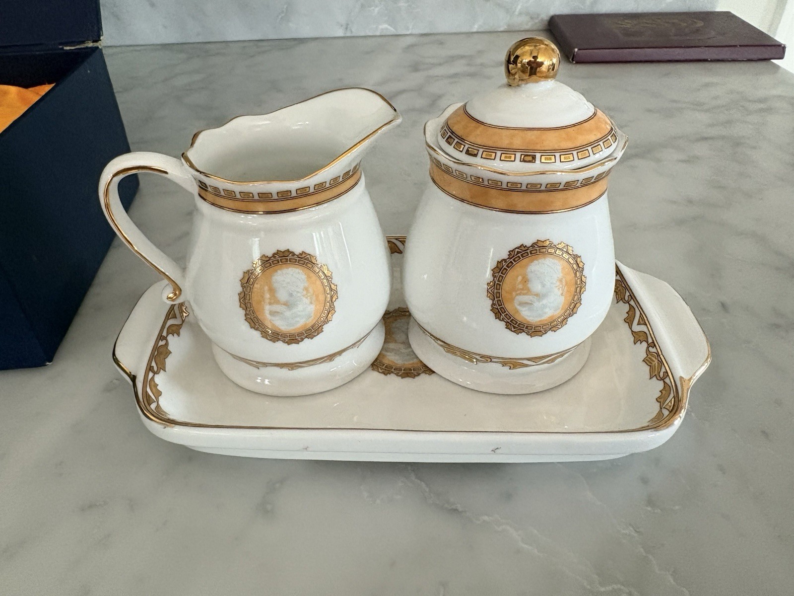 European Home Decor Vintage T Bavaria Sugar & Cream & Tray Set New