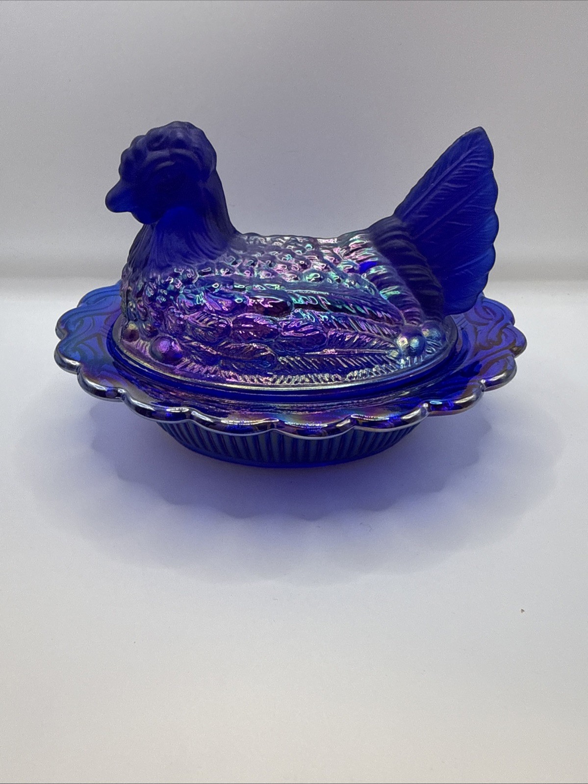 Mosser Limited Edition Signed Hen on Nest (64 of 100) Cobalt Satin Head And Tail