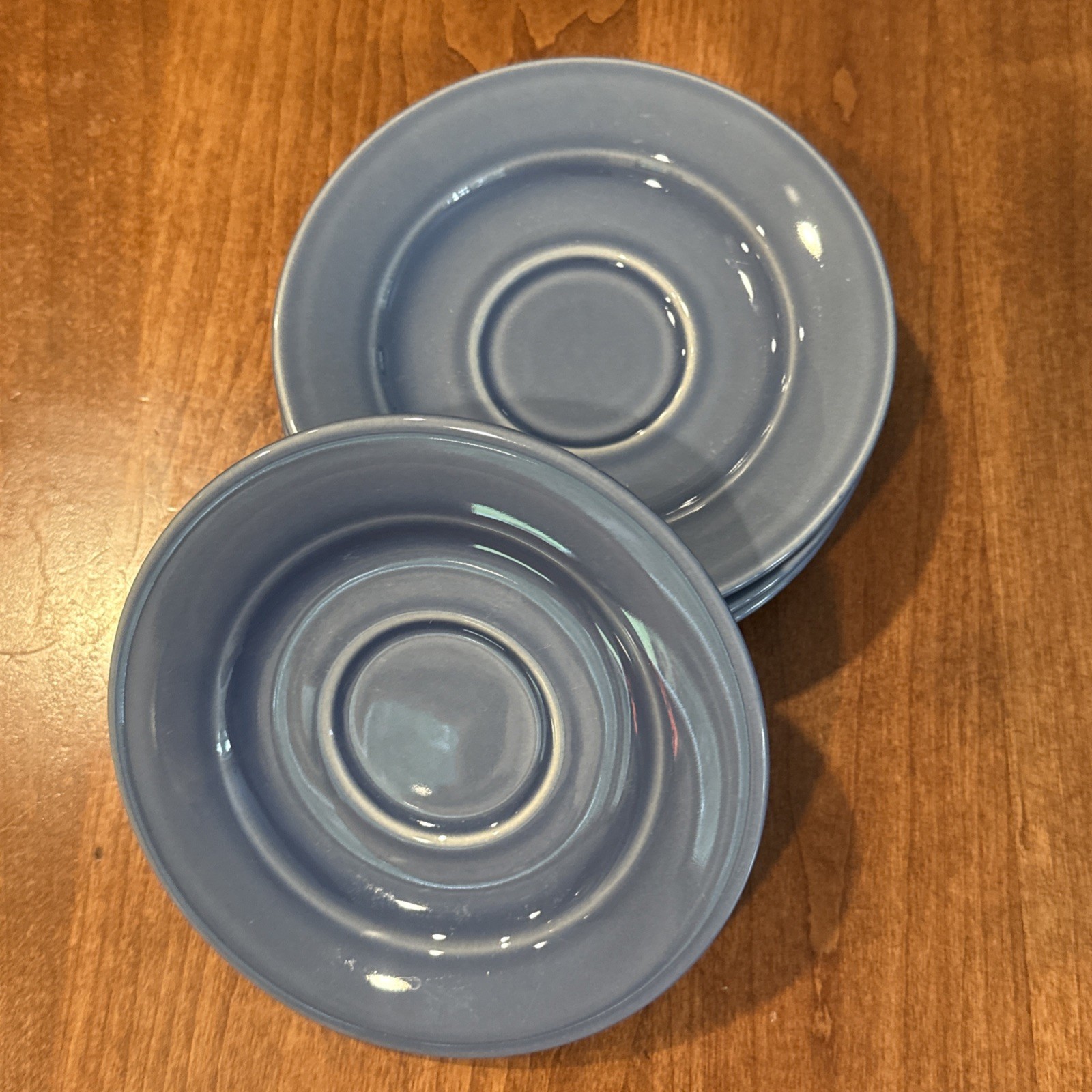 Williams Sonoma BELVEDERE CORNFLOWER BLUE Set Of (4) 6 3/4″ Saucers Portugal