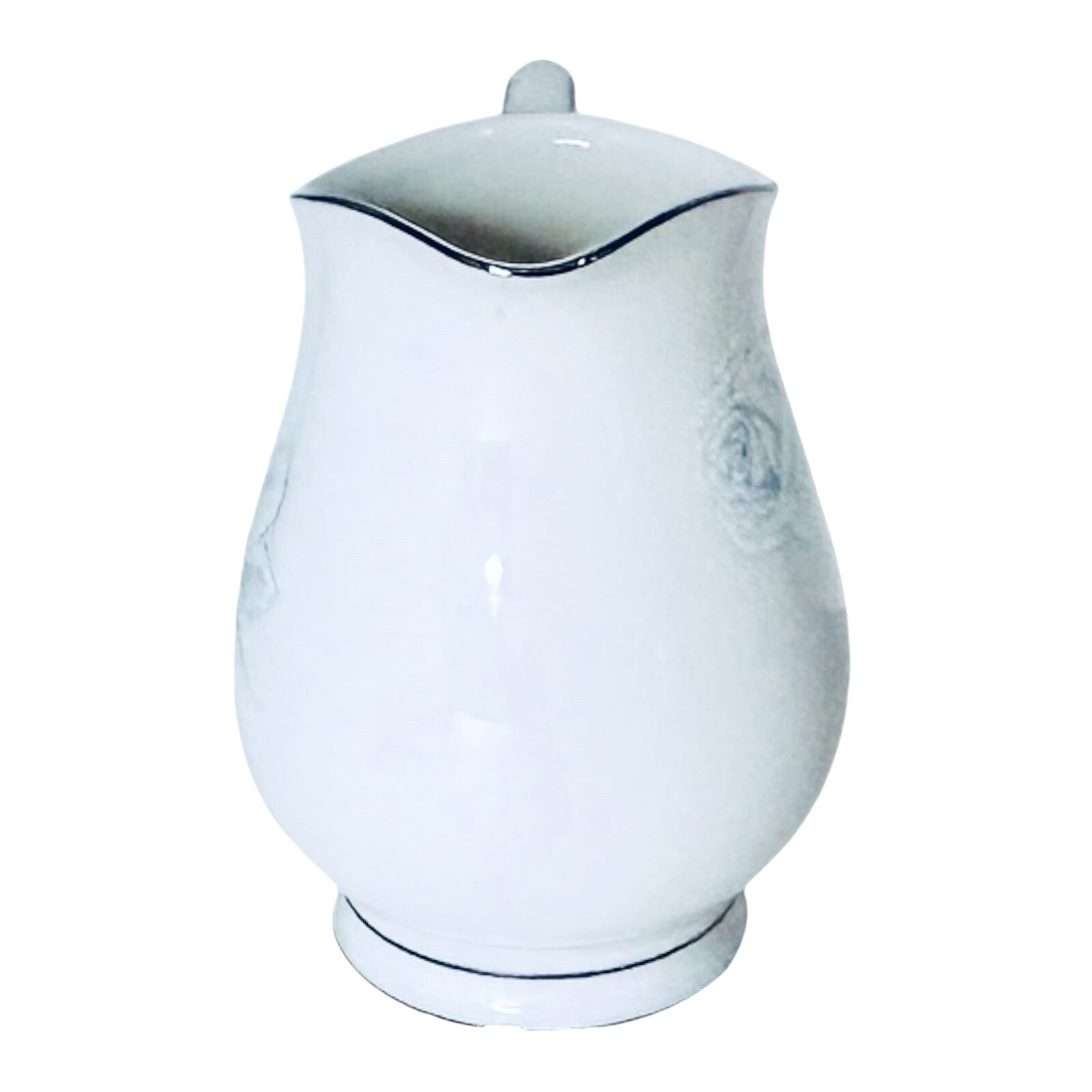 Noritake VIRTUE 2934 White Blue Rose Floral Platinum Porcelain 12 OZ Creamer NEW