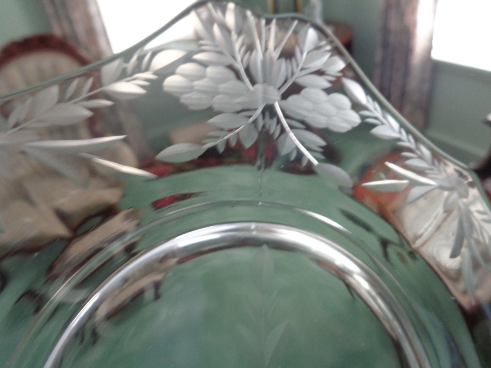 6 VINTAGE FOSTORIA ETCHED CRYSTAL SALAD/LUNCHEON PLATES