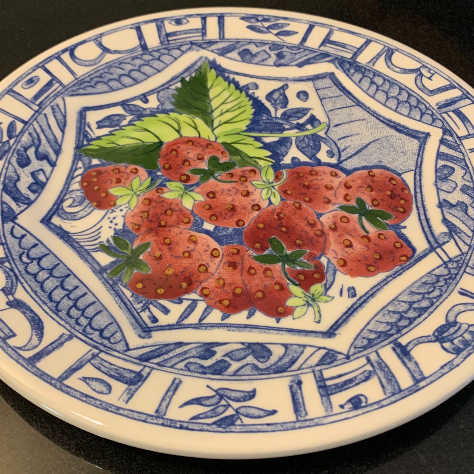 Gien Oiseau Bleu Fruit 8 3/4″ Salad Plate Strawberry France MINT Multiple Avail.