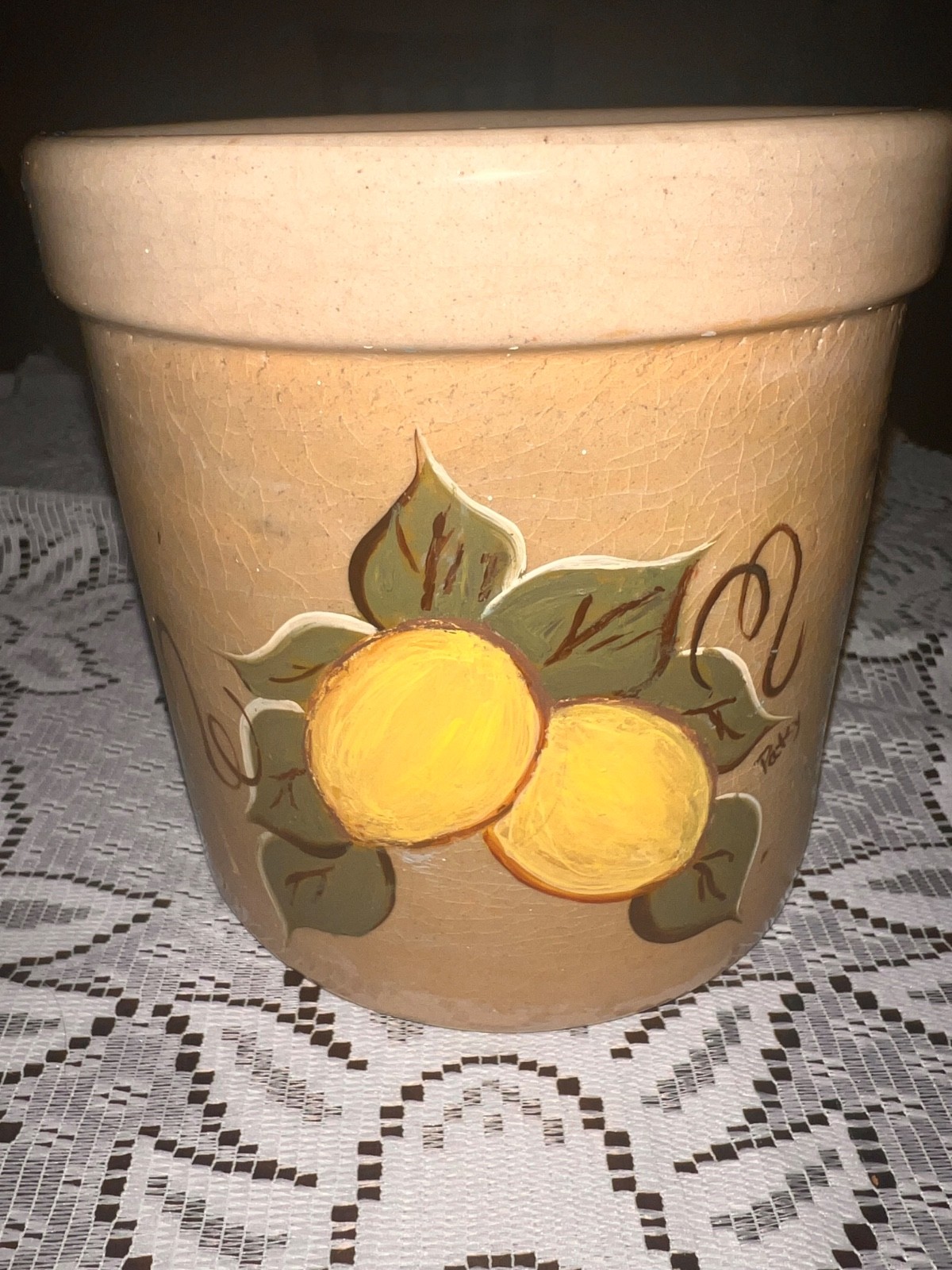 Vintage Hearthside Japan Creamer & Rustic Signed Lemon Pottery Crock Set