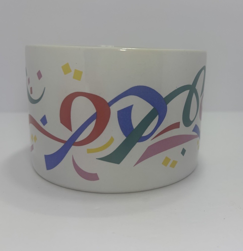 Vintage FTD Ceramic Bowl Ribbons and Confetti