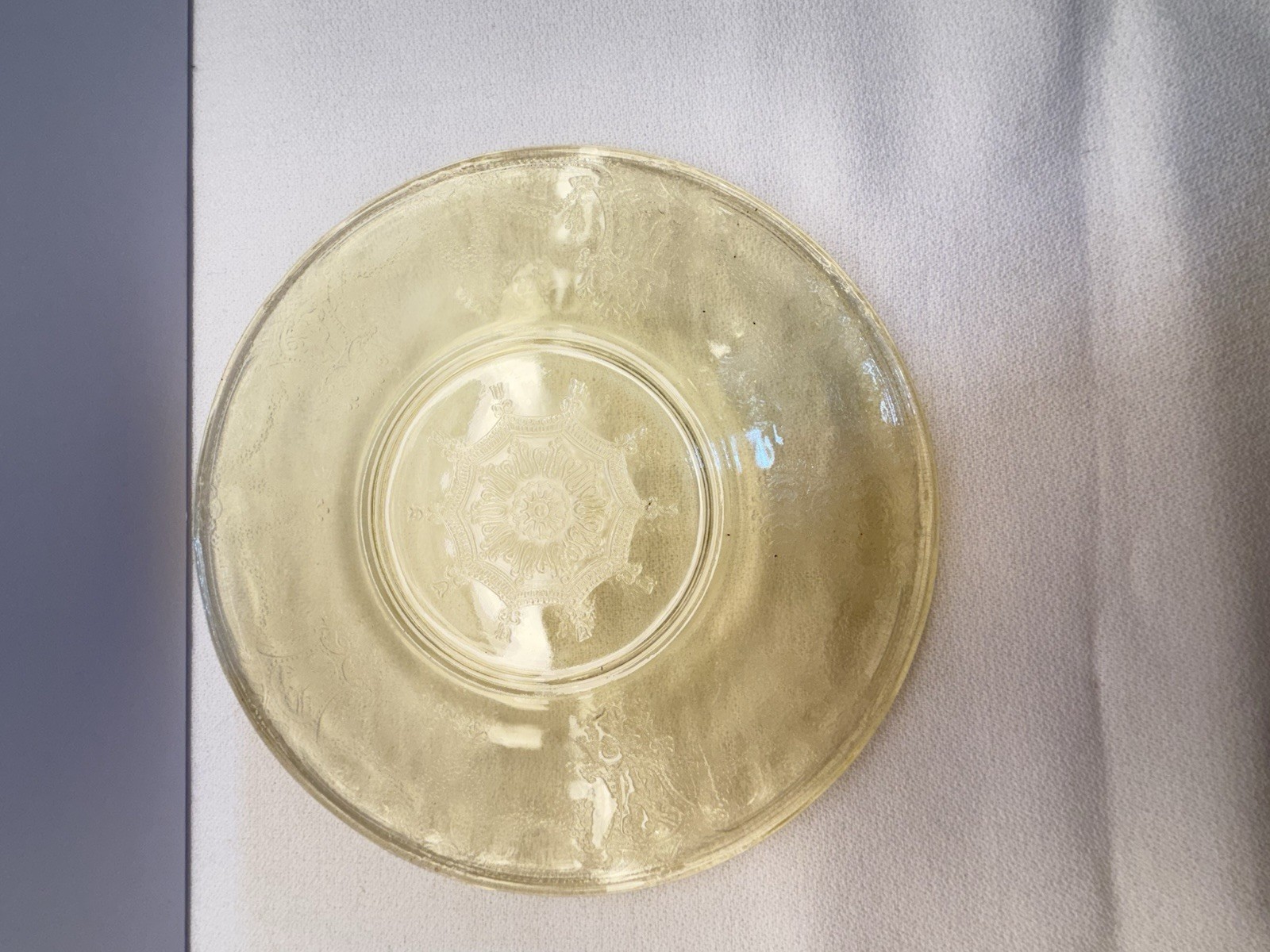 VTG Anchor Hocking Yellow Depression Glass Cameo Ballerina 6″ Saucer Set of 3