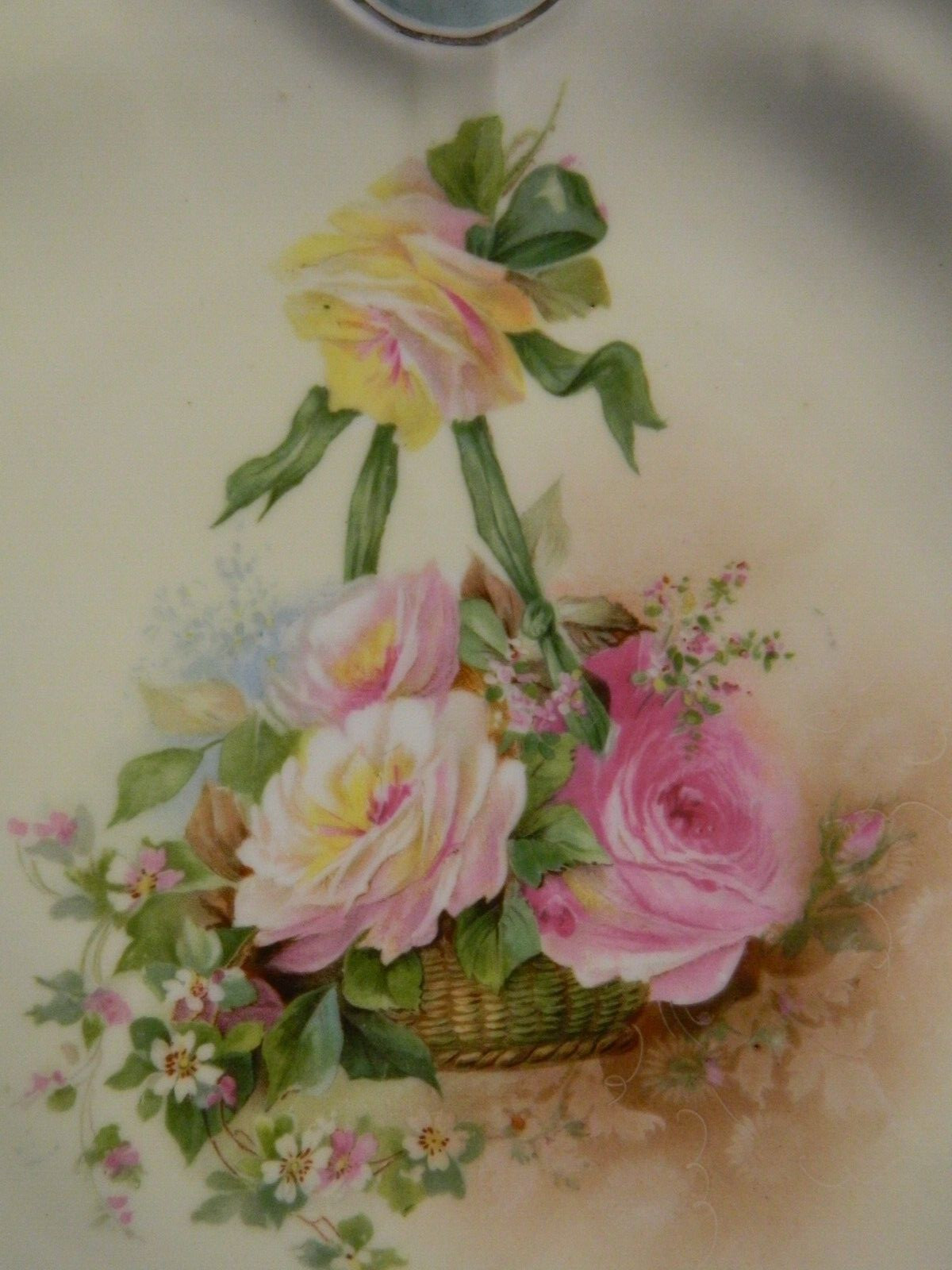 Antique RS Prussia Blue Scalloped Handled Rose Tray 1.25″x10.25″x10.5″ Excellent