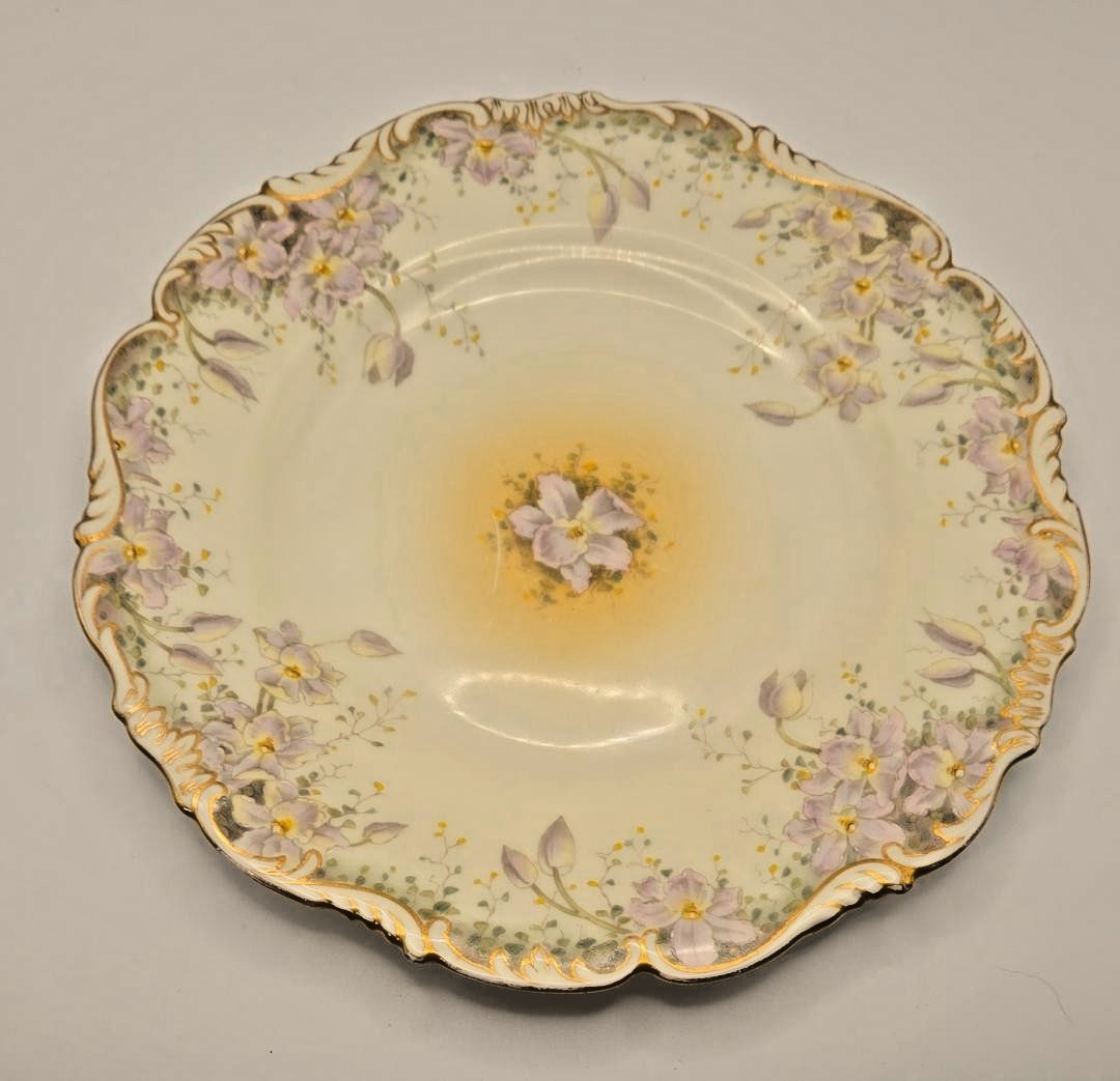 RARE ANTIQUE CAULDON ENGLAND 7.75in. SALAD PLATE GILT SCALLOPED EDGE ART NOVEAU
