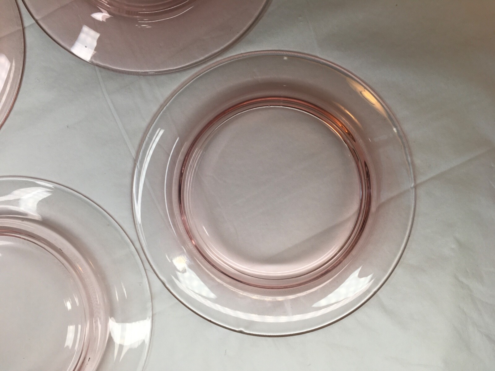 Pink Depression Glass Plates 7-3/4″ Blown Glass Salad Plates Pink Shade Varies 4