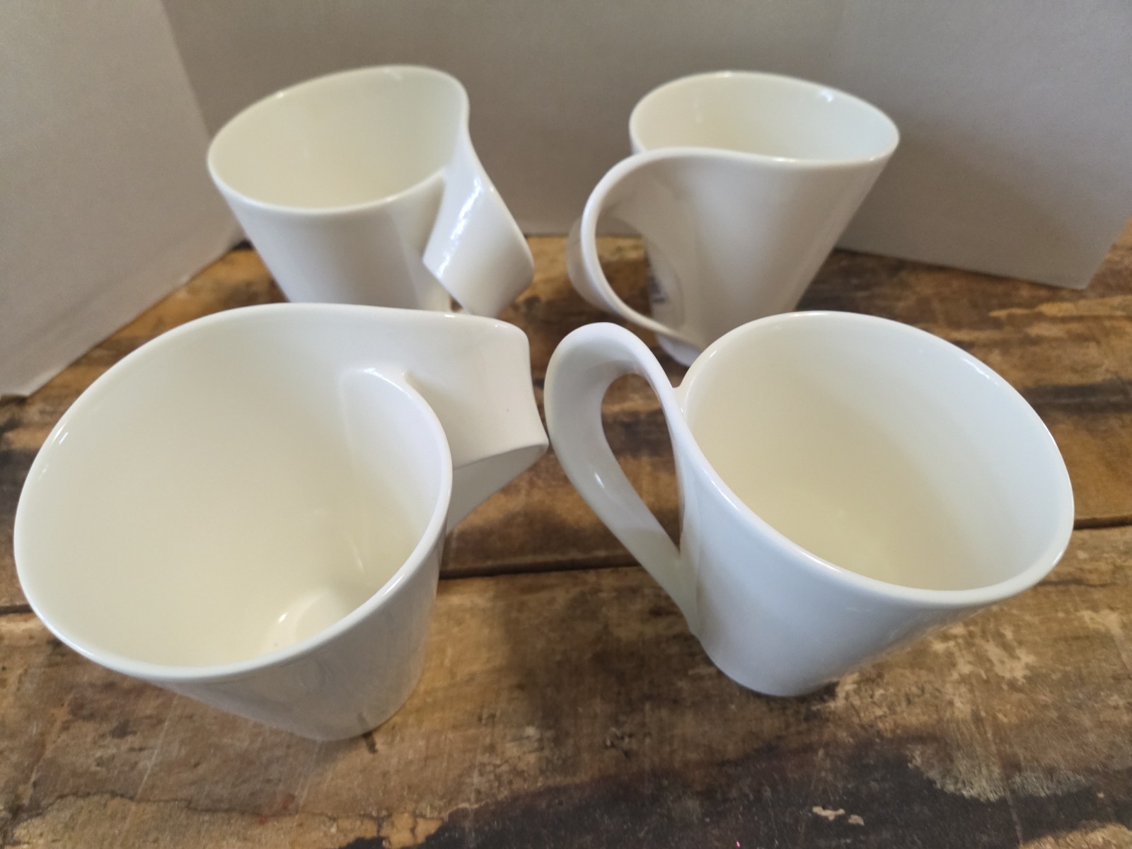 Set of 4 Villeroy Boch Coffee Mug Cup #1748 White NEW WAVE NEW!