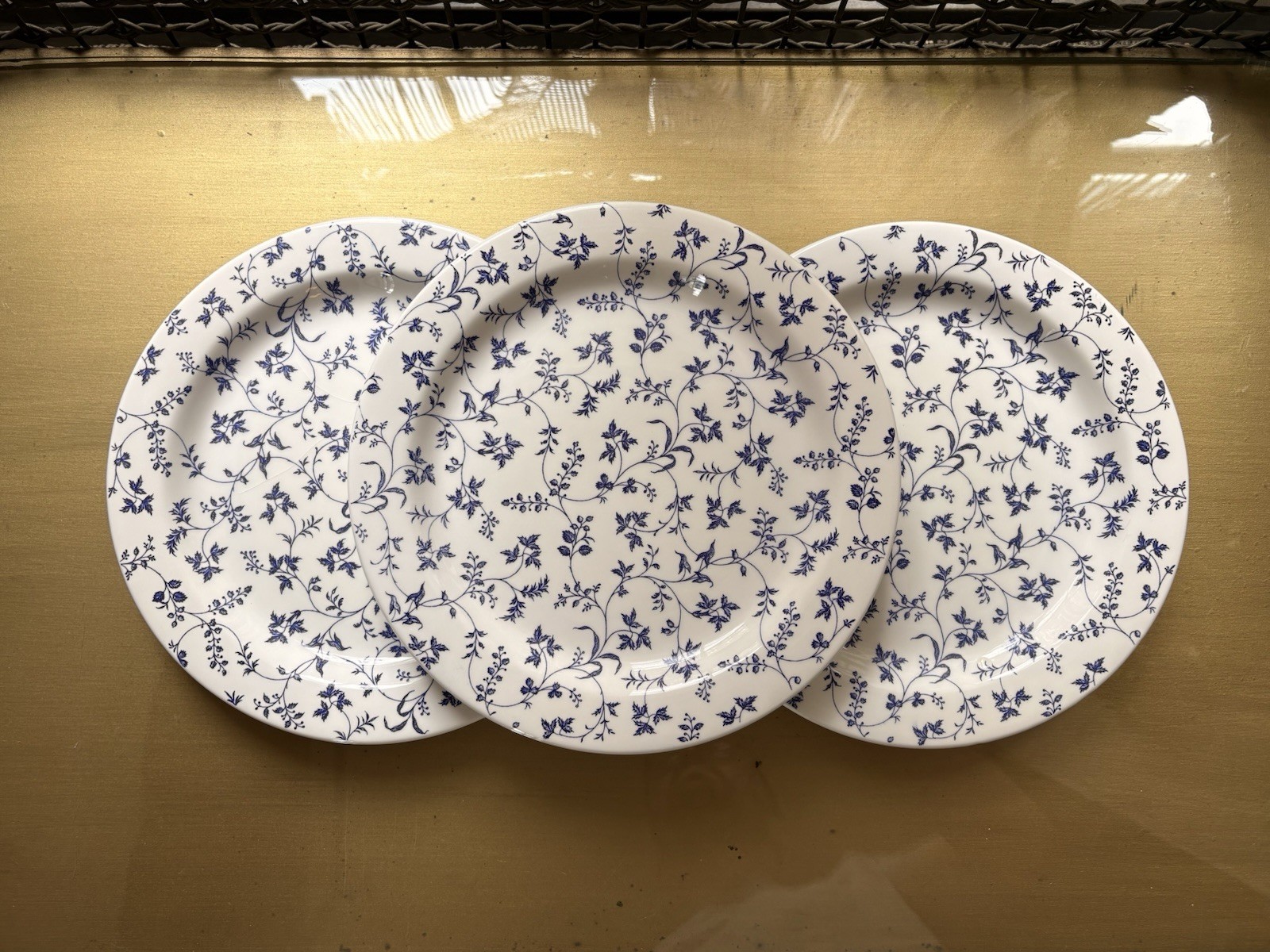 Set of 3 Windsor Browne Italy Blue Floral 10” Dinner Plates Cottage Tableware