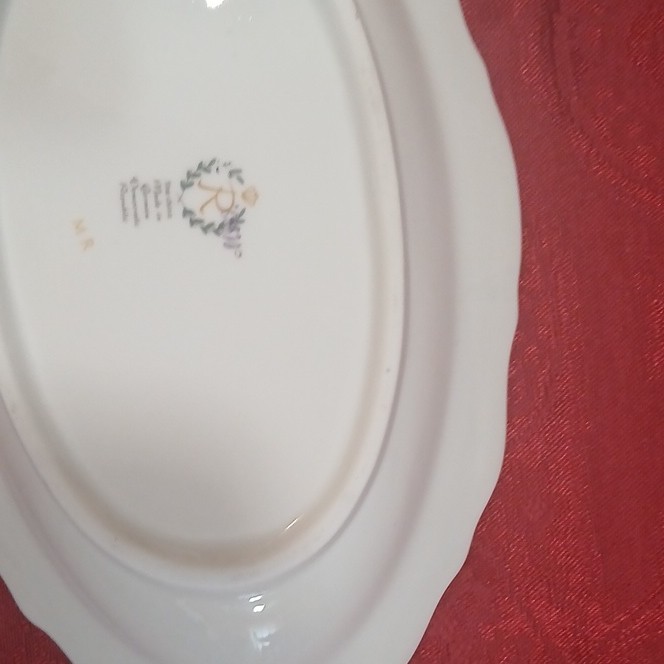 Vintage Reichenbach German Fine China Oval Dish Platter Flowers Gold Trim 9 In