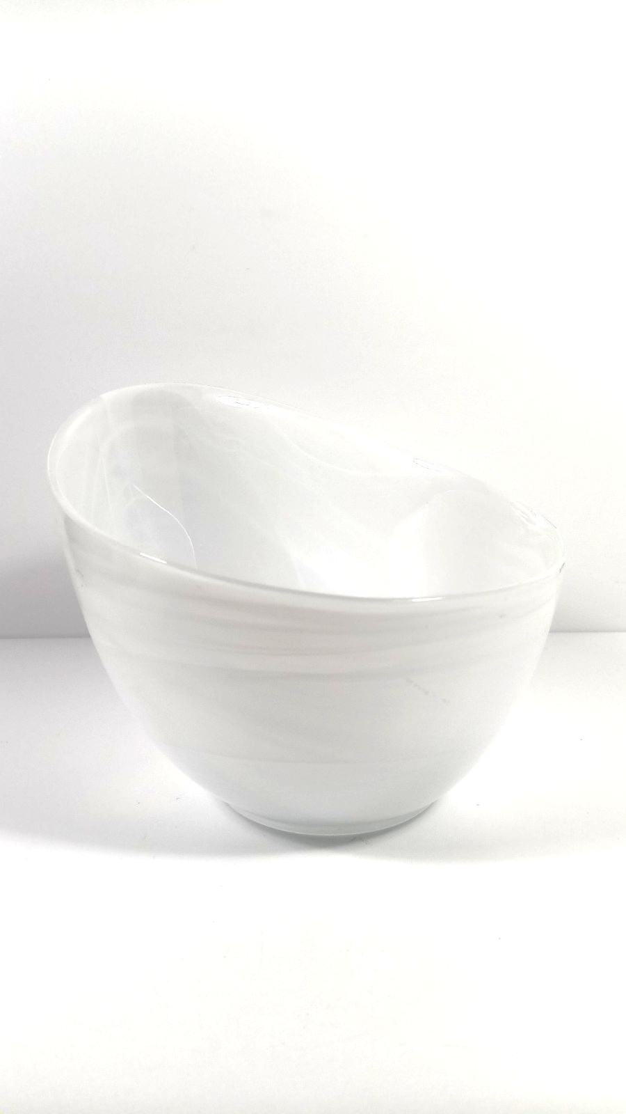 Vintage White Swirl Milk Glass Bowl asymmetrical