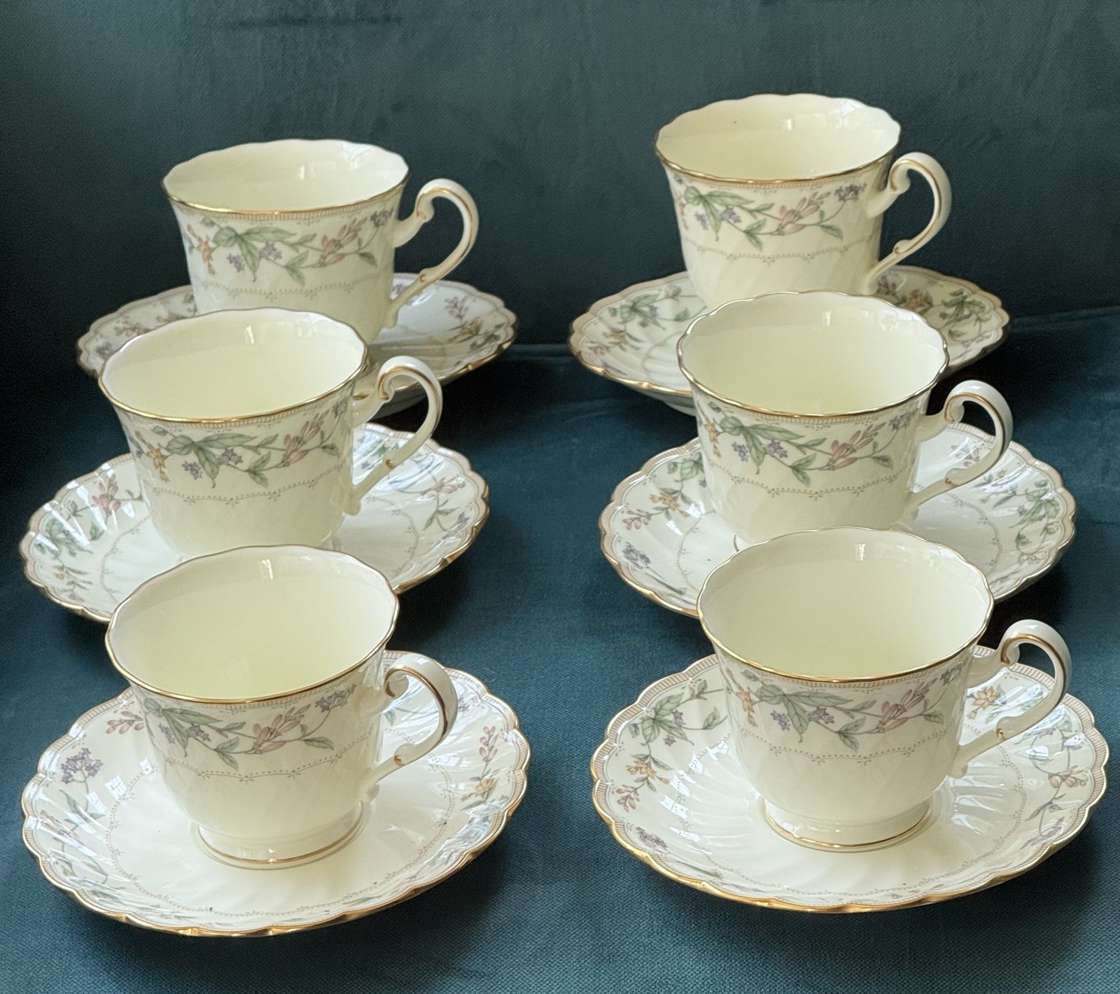 Noritake Bone China Teacup & Saucer Set Of 6, 4704 Brookhollow.