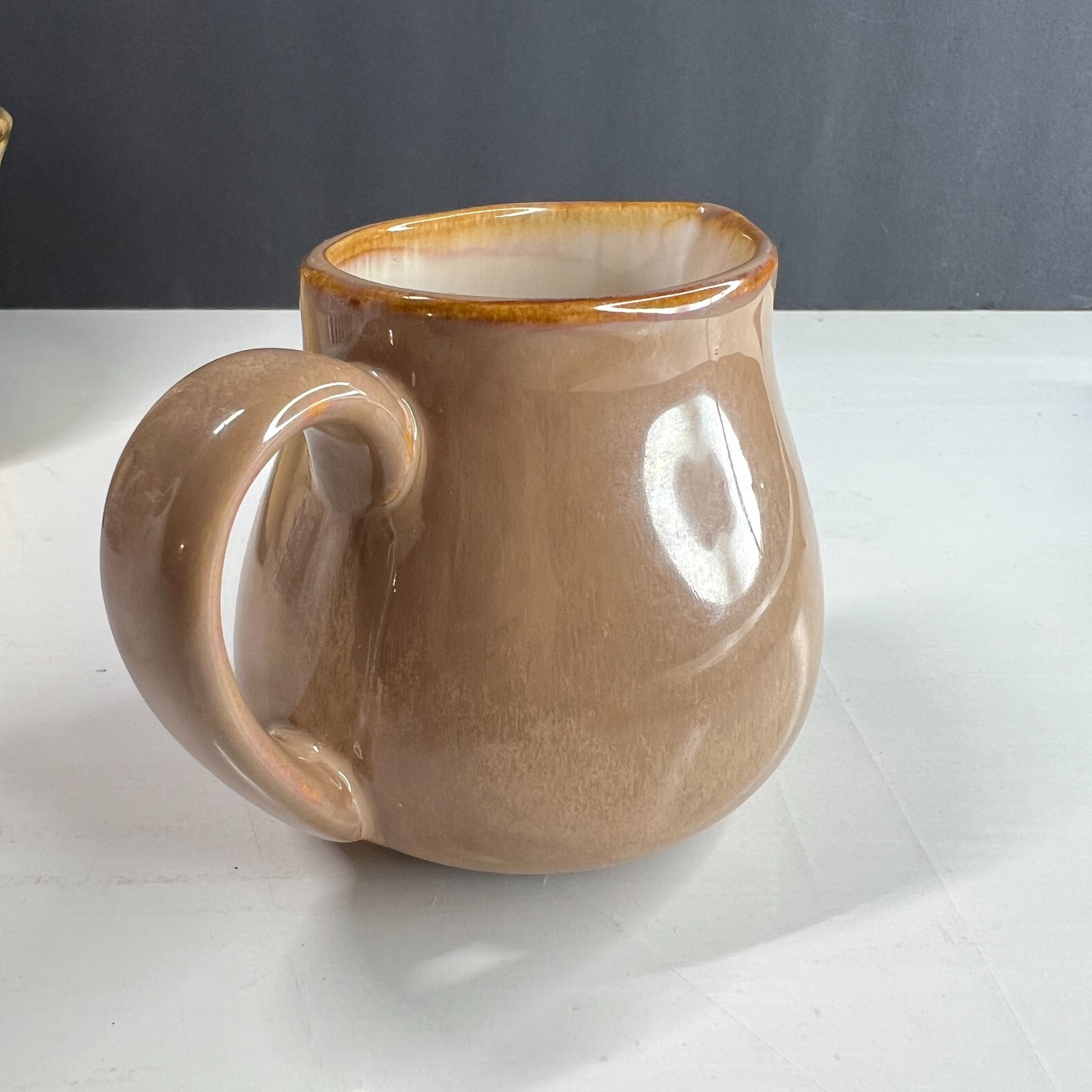 Sango Brown Drip Glaze Creamer Pitcher Stoneware Small Pouring Jug
