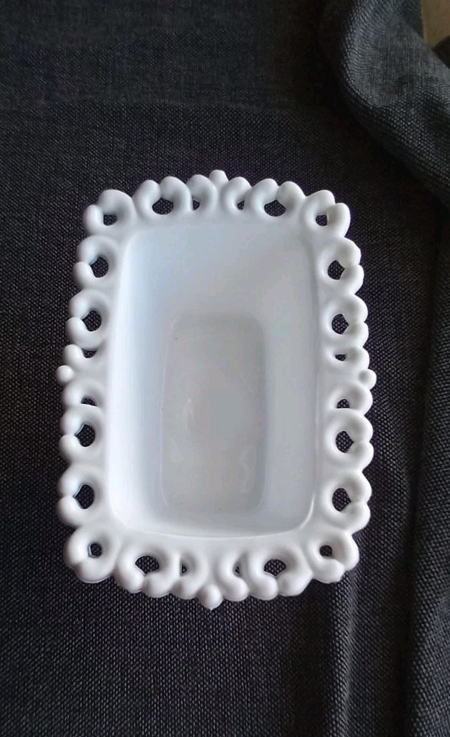 Westmoreland DORIC Ribbed Open Lace Milk Glass Pedestal Compote Bowl with Lid