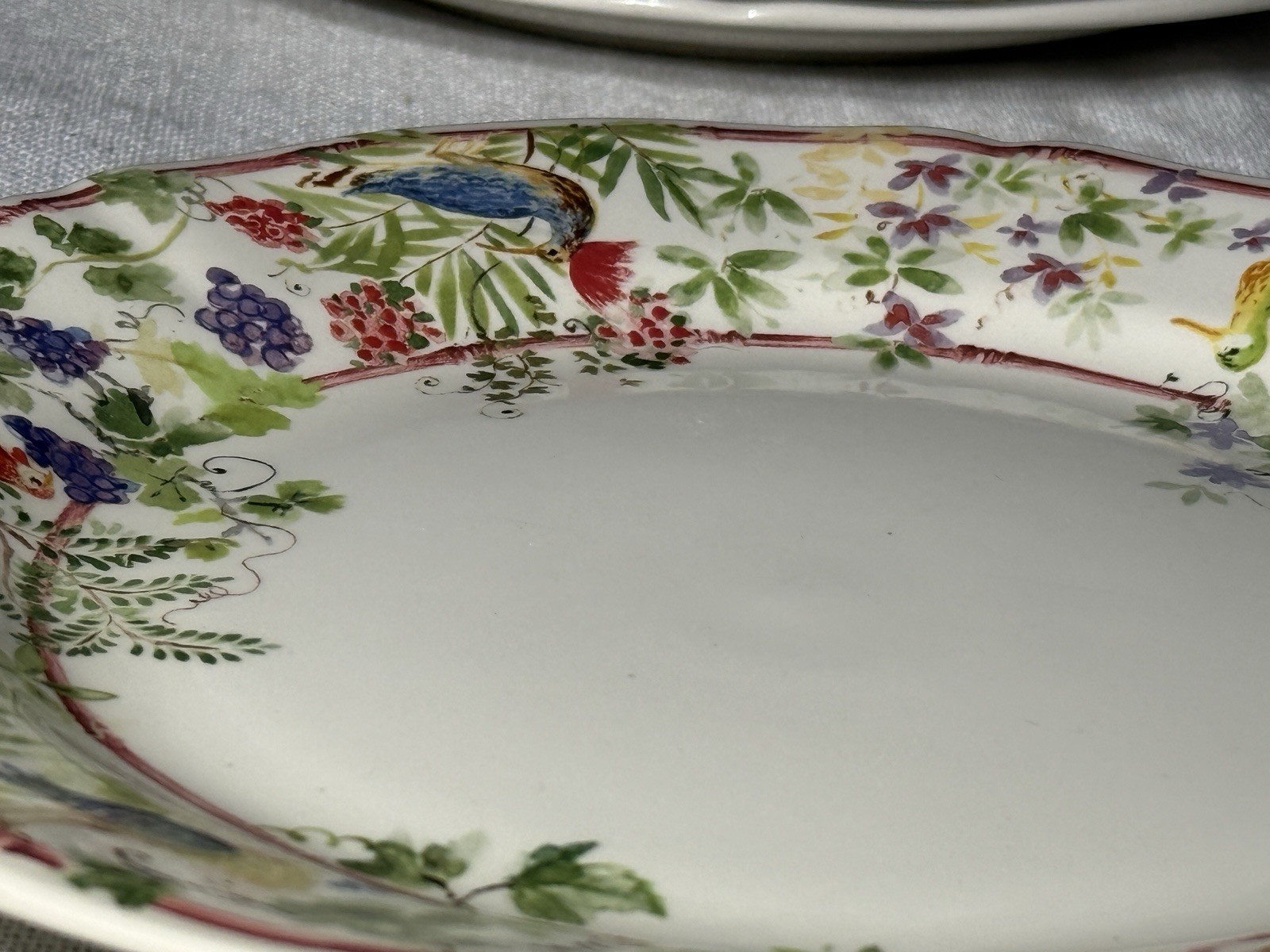 Gien France Villa Medicis Lunch Plates 9.25” Set 4 + 2 Baking Ramekins Faience