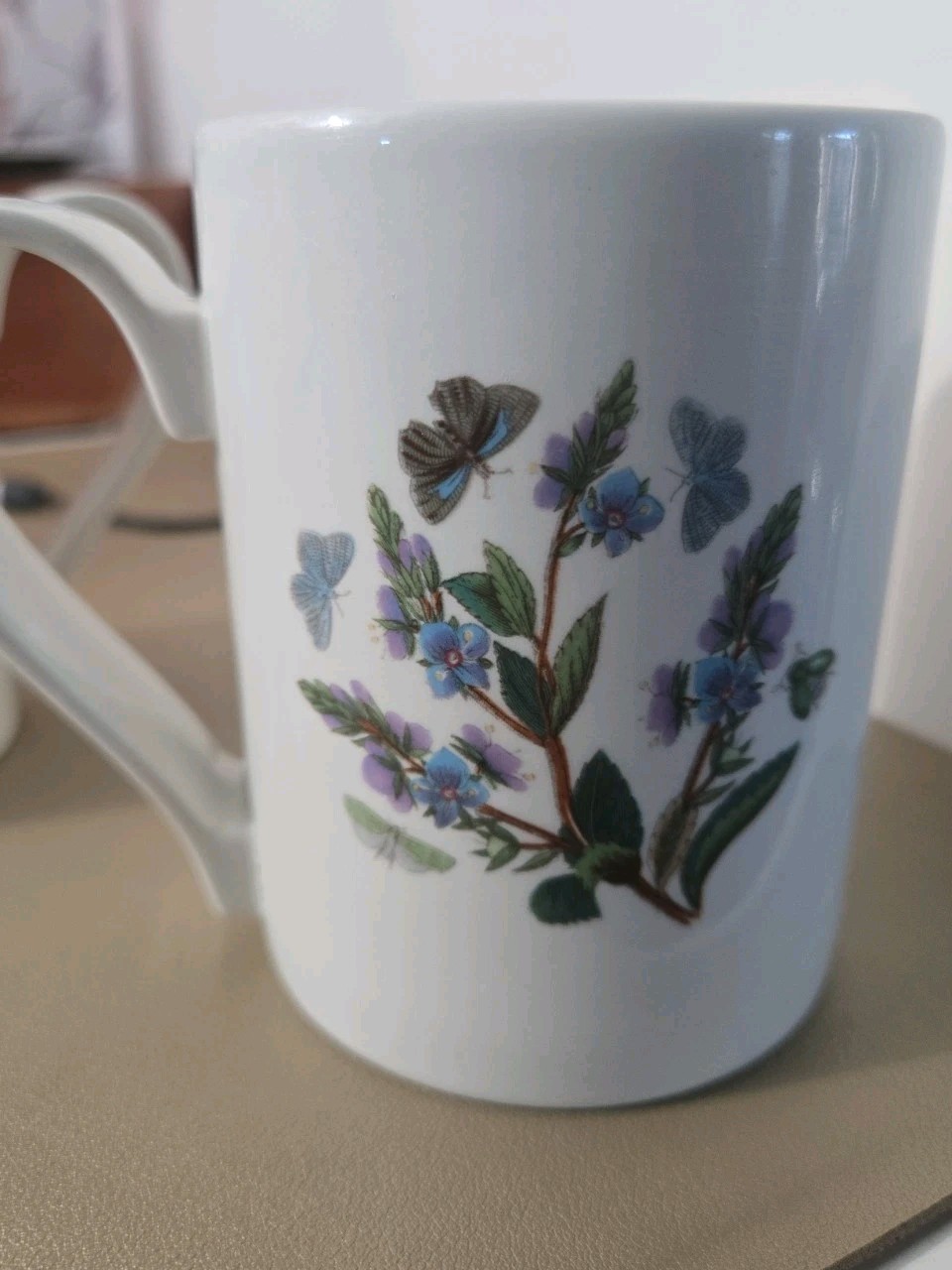 VTG Portmeirion Botanic Garden Drum Mugs (2) Rhododendron & Veronica Speedwell