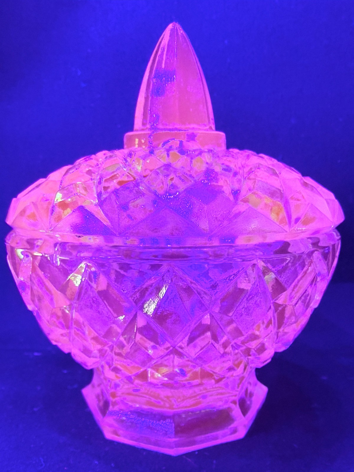 Teal Green Vaseline Uranium glass covered candy dish coffee sugar jar bowl pink