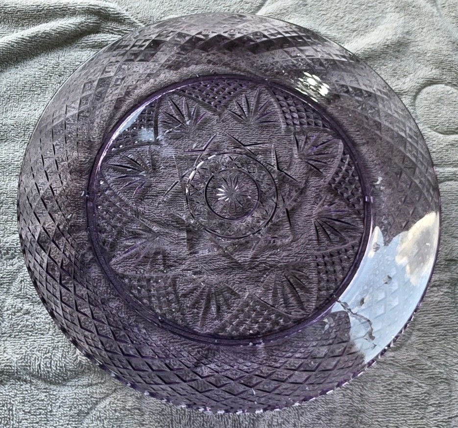Vintage Amethyst/Lavender Colored Glass Dinner Plate