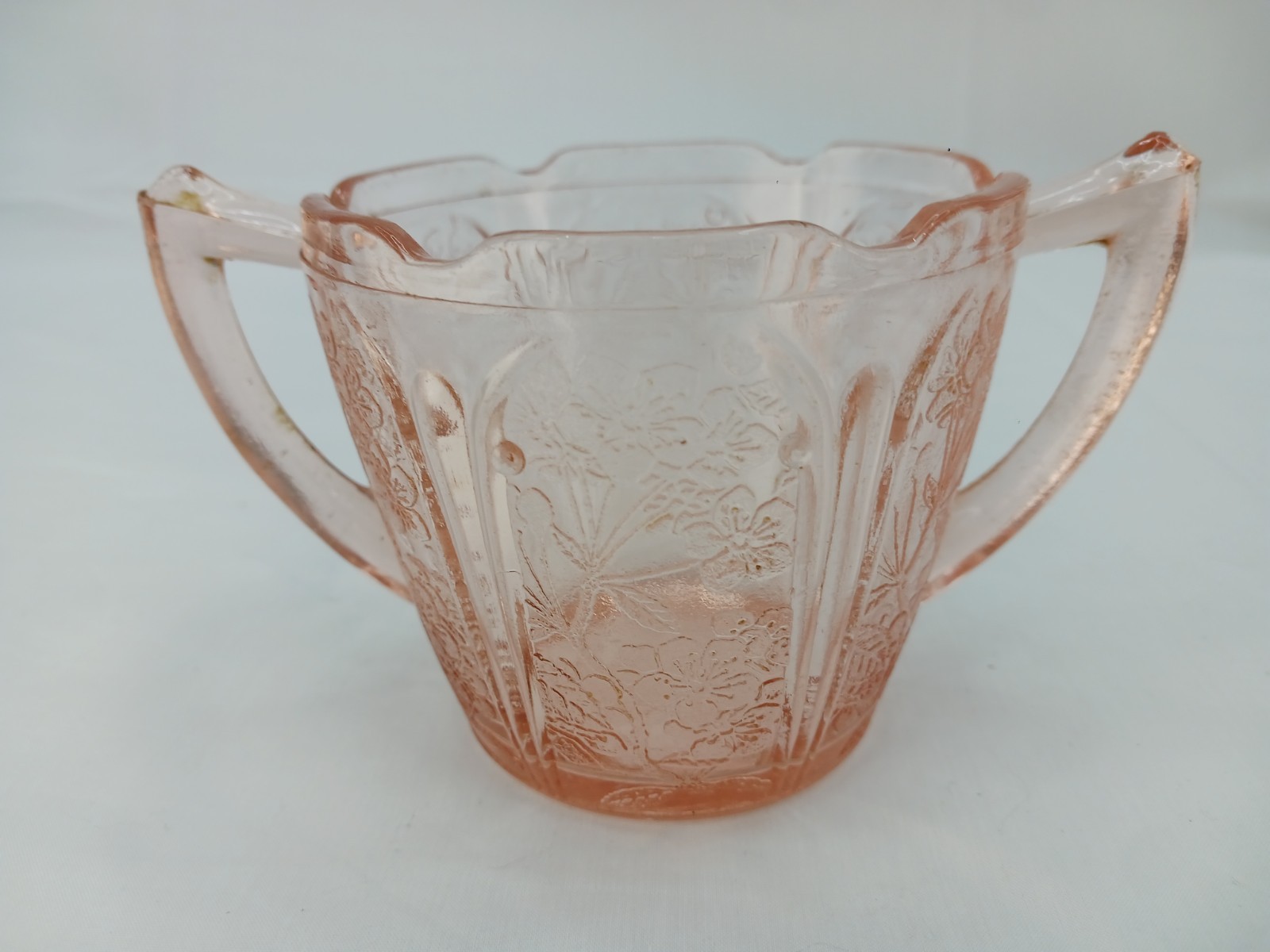 Jeannette Cherry Blossom Pink Depression Glass Sugar Dish Excellent Condition