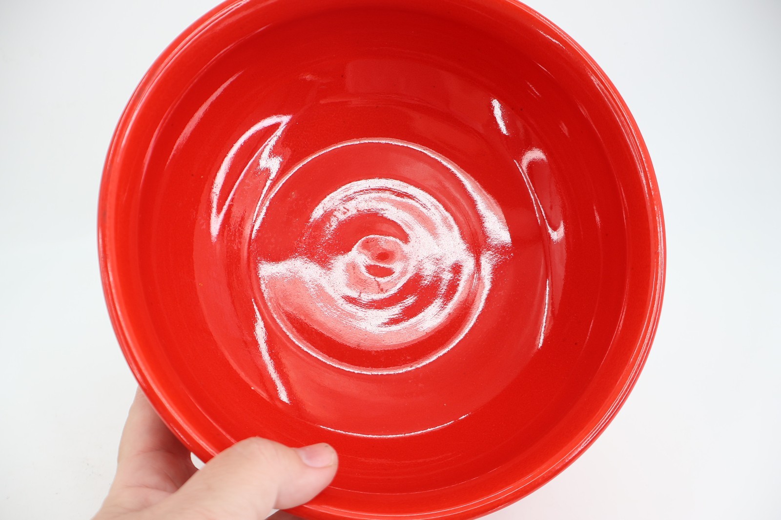 Berkeley House Pottery Pedestal Red Flower Ceramic Bowl Fruit Candy Italy Mod
