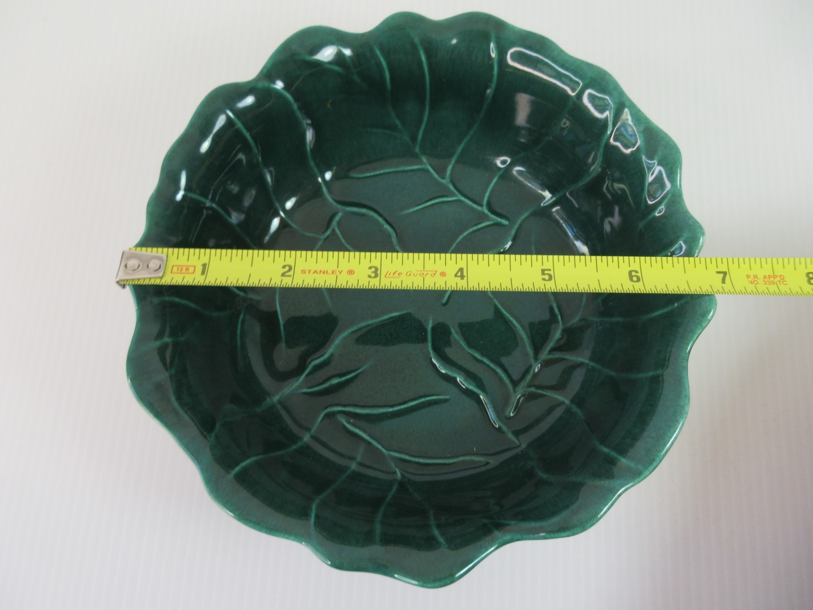 VTG Haeger Dark Green Cabbage Bowl #285B Fluted Edge Made in USA