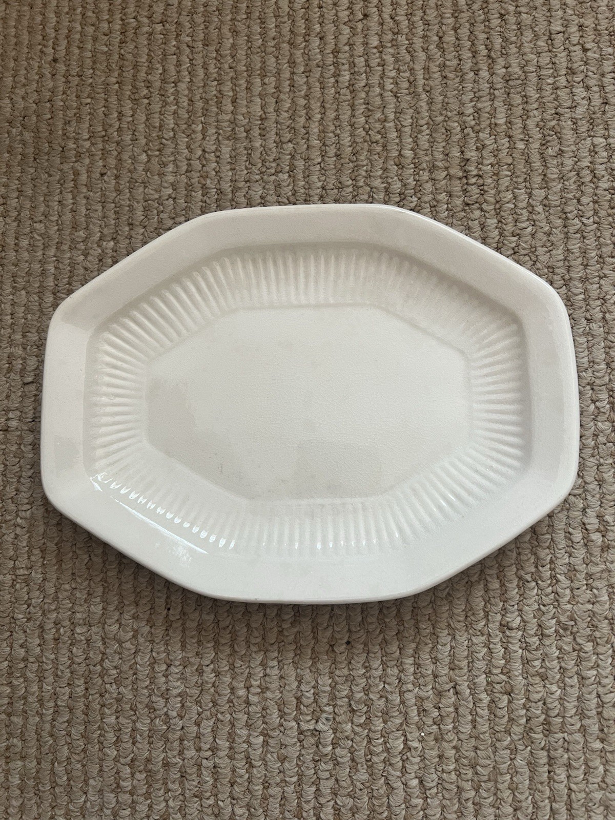 Vintage Wm Adams & Sons England Small Ironstone Hexagon Ribbed Plate