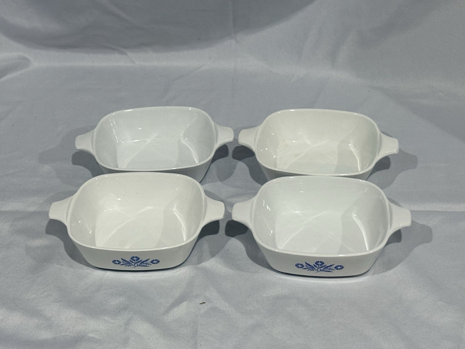 Set of 4 Corning Ware Cornflower Blue Individual Casserole Baking Dishes 5½”