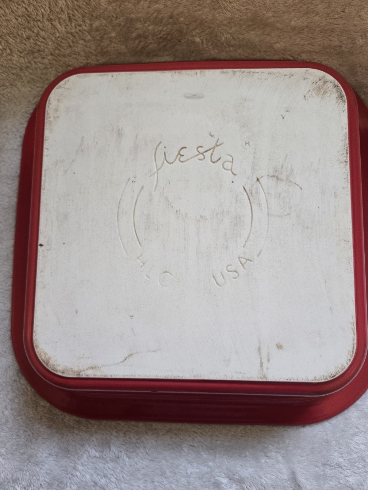 HLC Fiestaware 9in Square Baking Dish Red USED