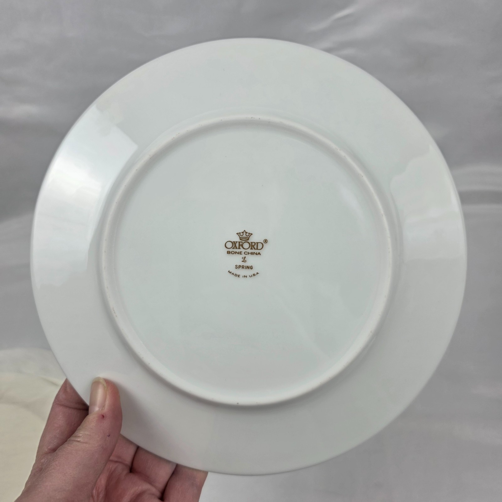 FOUR Oxford China Spring Salad Plate Multicolor Floral Rim Aqua Band
