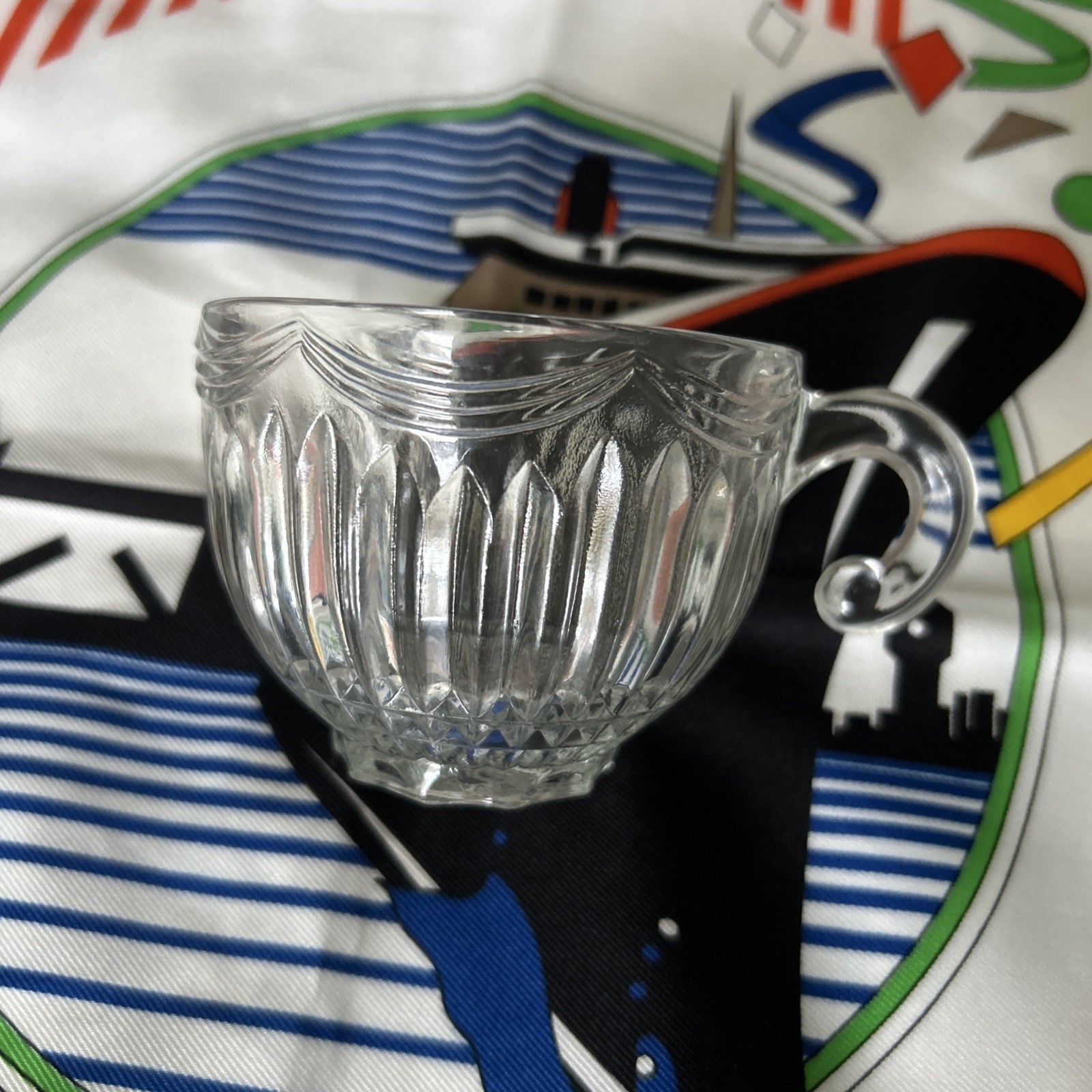 4 Vintage Glass Punch Bowl Cups Indiana Lancaster Colony Royal Drape Pattern