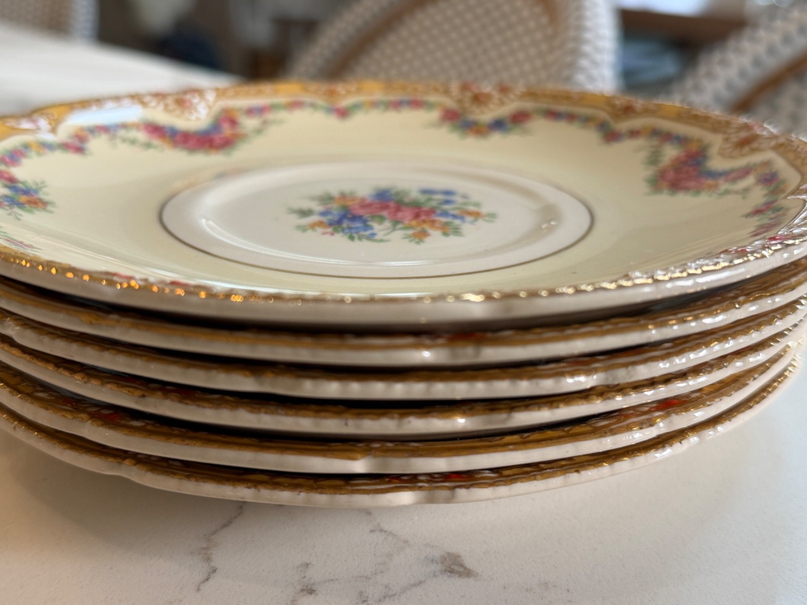 John Maddock & Sons-Royal Ivory- “Henley” Set of 2 Bread Plates Floral Antique