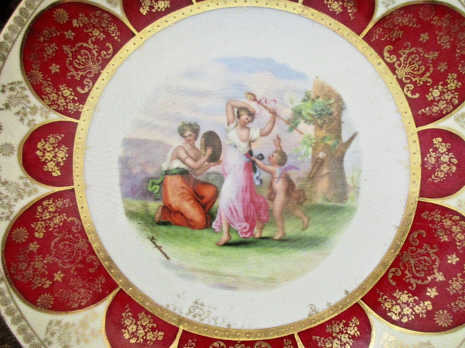 ANTIQUE SIGNED * ANGELIKA KAUFFMANN, ROYAL VIENNA STYLE PLATE 1880’s * BEEHIVE