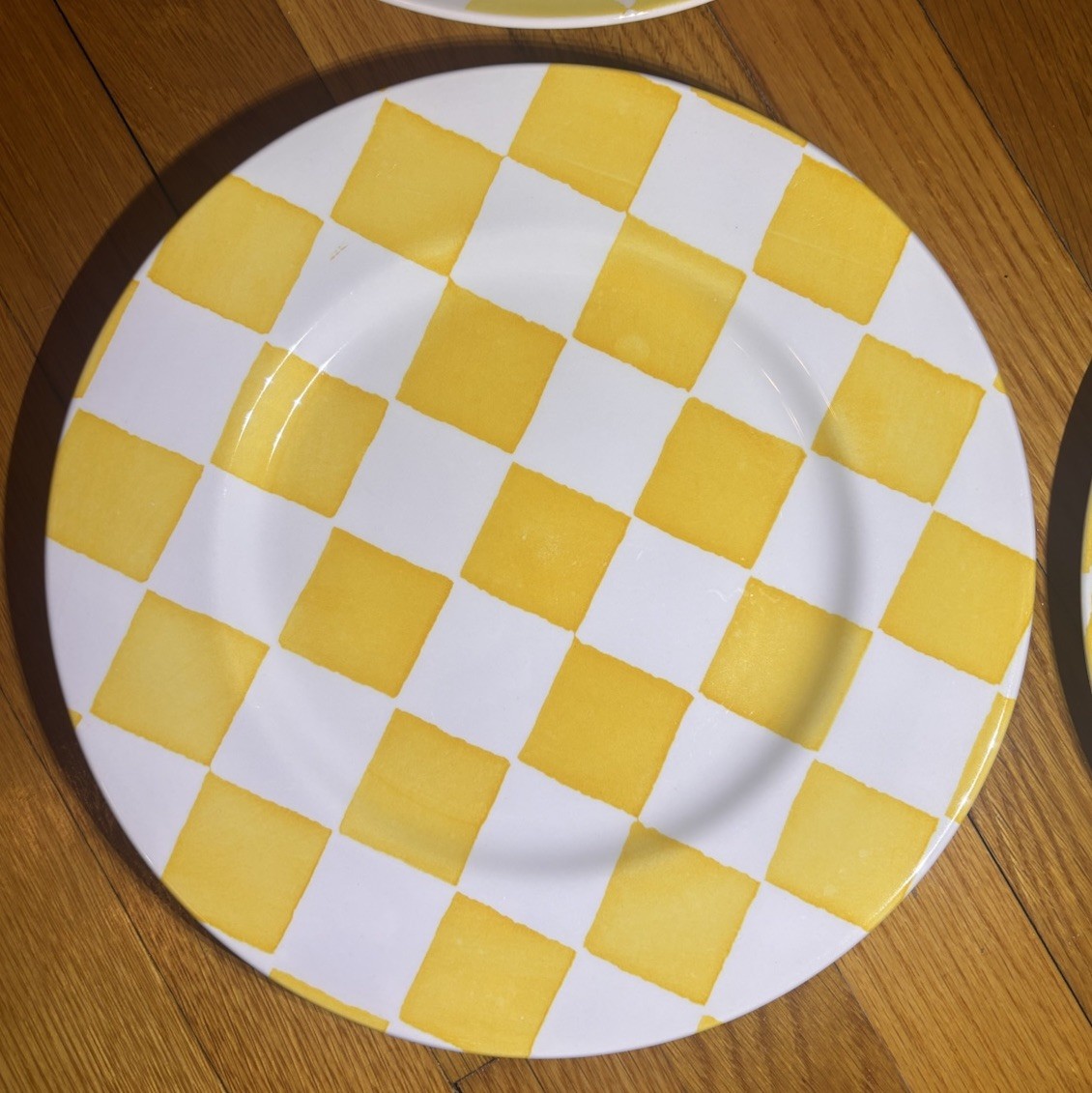 Set of 6 Royal Stafford Chequers Yellow & White Plaid 11″ Dinner Plates READ