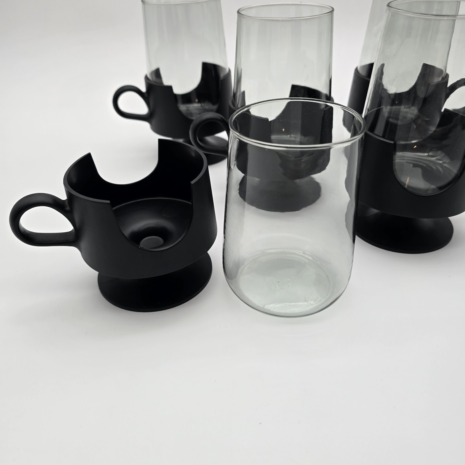 Corning Glas-Snap Mug Cup 12oz Ounce Glass Lot Set 5 Retro MCM 60s Vintage