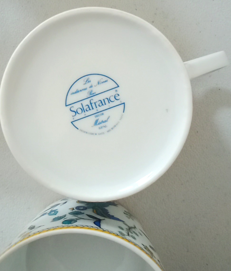 MISTRAL by SOLAFRANCE Bone China Coffee Mug Tea Cup 1994 Retired & Rare SET of 2