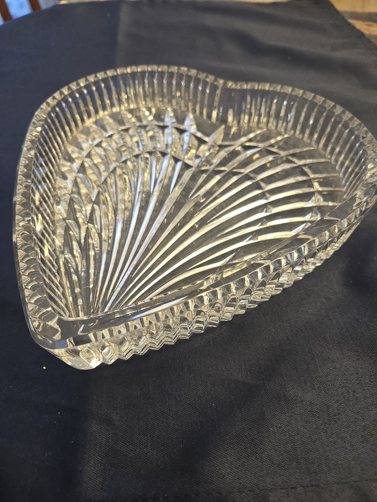 Waterford Crystal Heart Shaped Trinket Dish Vanity Tray 7”x7”