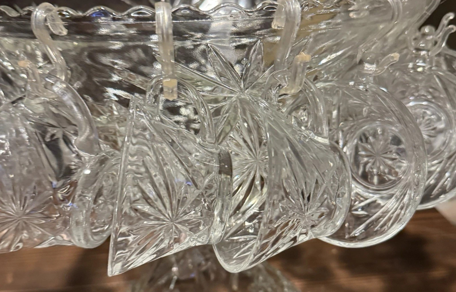 Vintage Anchor Hocking “Star of David” 15 piece punch bowl set. Includes 12 Cups