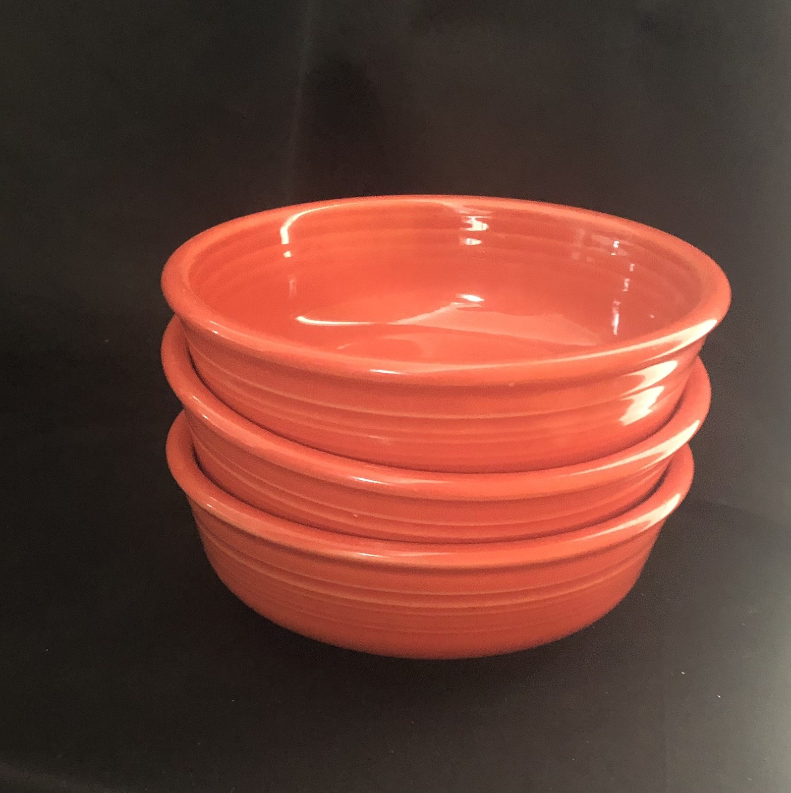 3 Fiesta Persimmon Mini Itty-bitty Bowls 5” In Diameter 2” High 1986