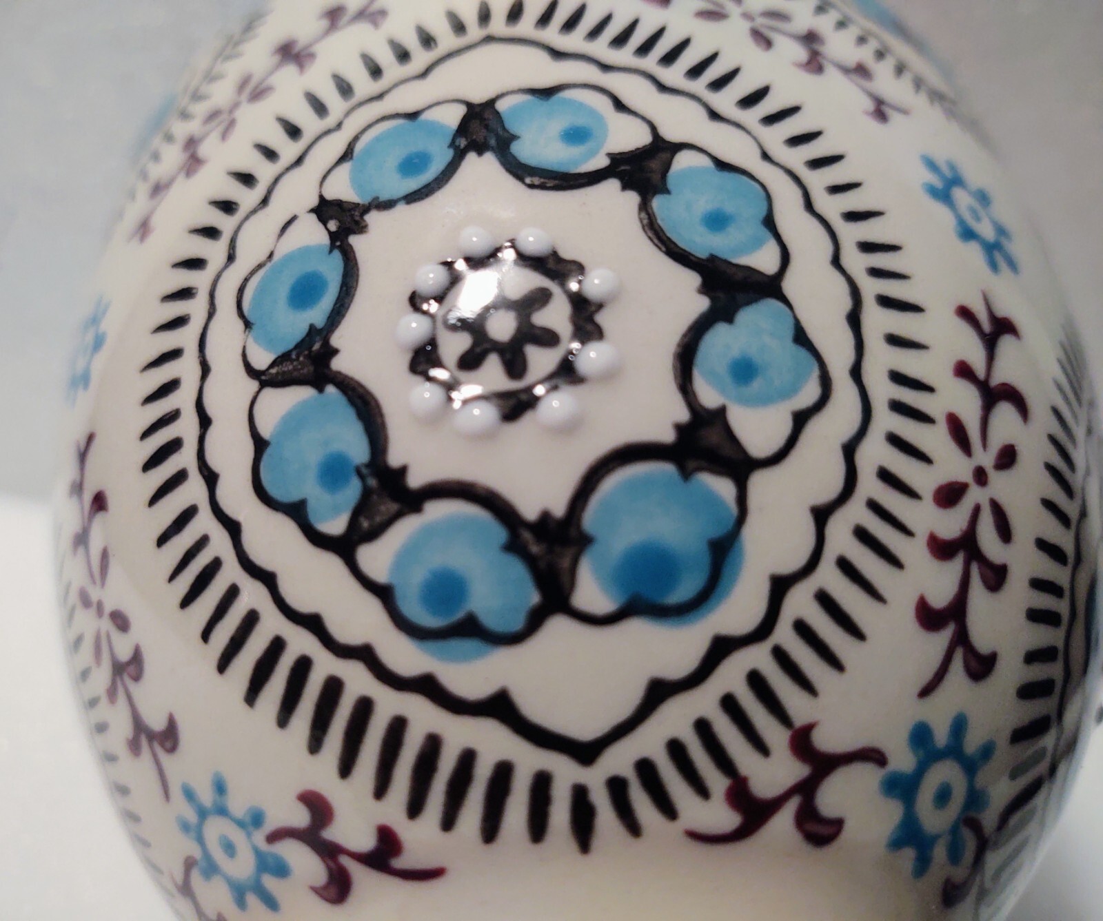 Yokohama Studio Hand Painted Footed Floral Boho Coffee Mug Textured Raised Dots
