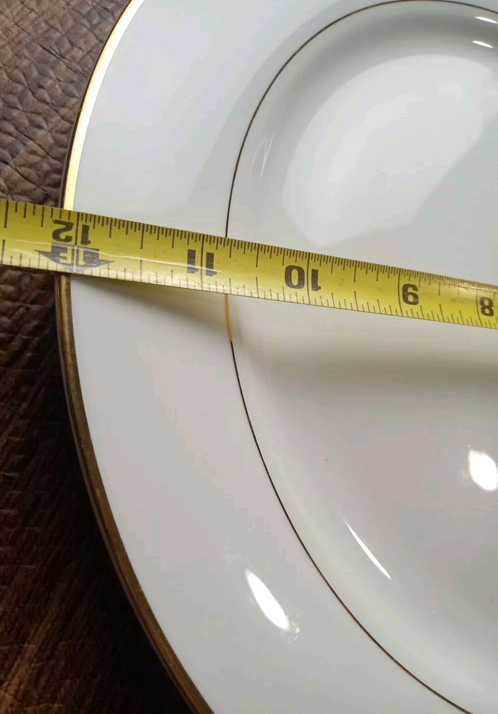 Gibson Porcelain White Round Platter Double Gold Rim 12″ China