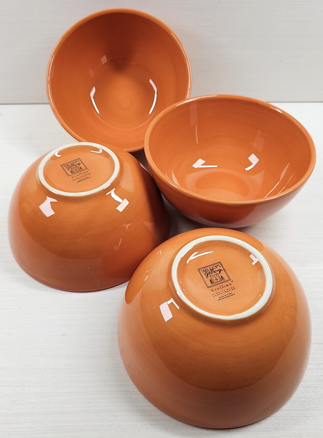 4 Tabletops Unlimited Avellino Pumpkin Soup Cereal Bowls Set Gallery Serving Lot