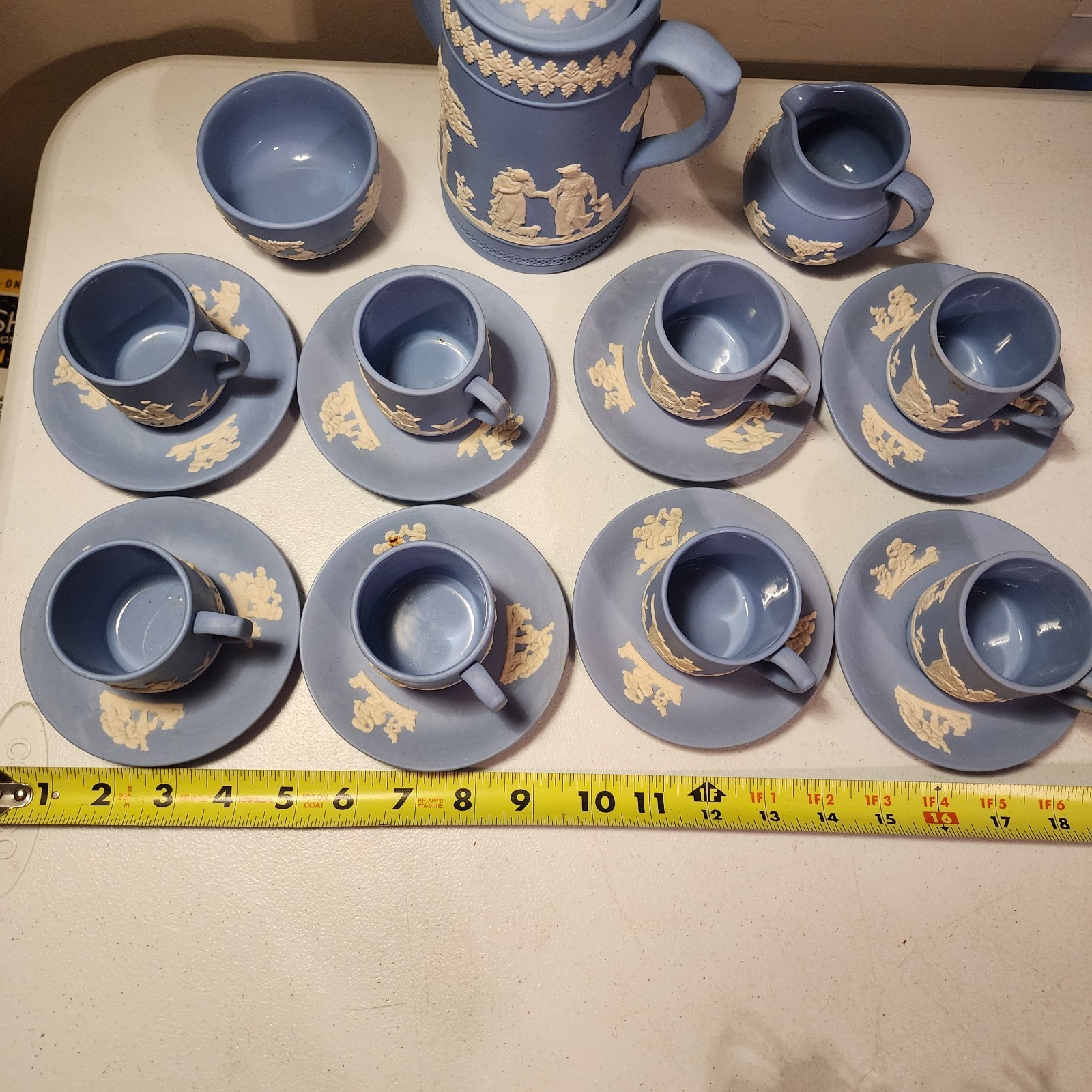Vintage Dudson Hanley Blue Jasperware 19pc Coffee & Tea Service -…
