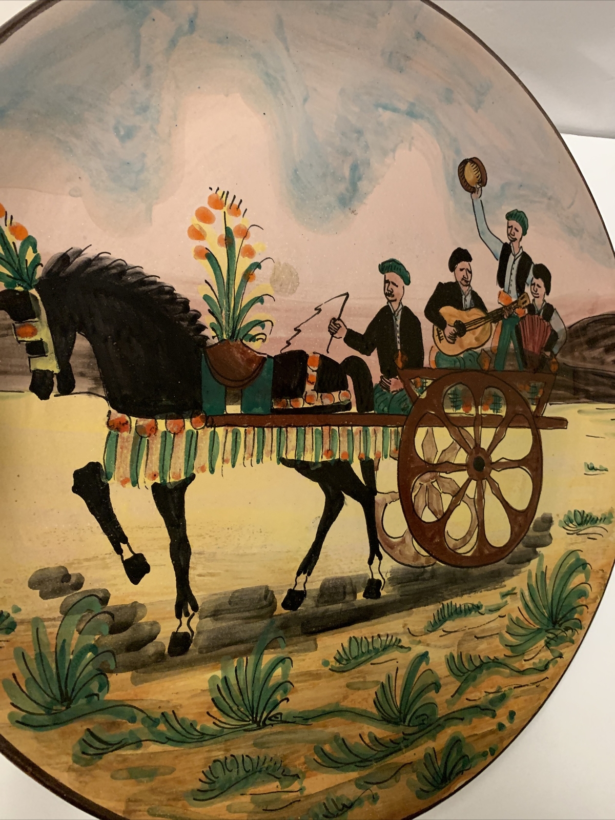 Santo Stefano Pottery Scaffidi Hand Painted Large Wall Hanging Plate Sicily 18”