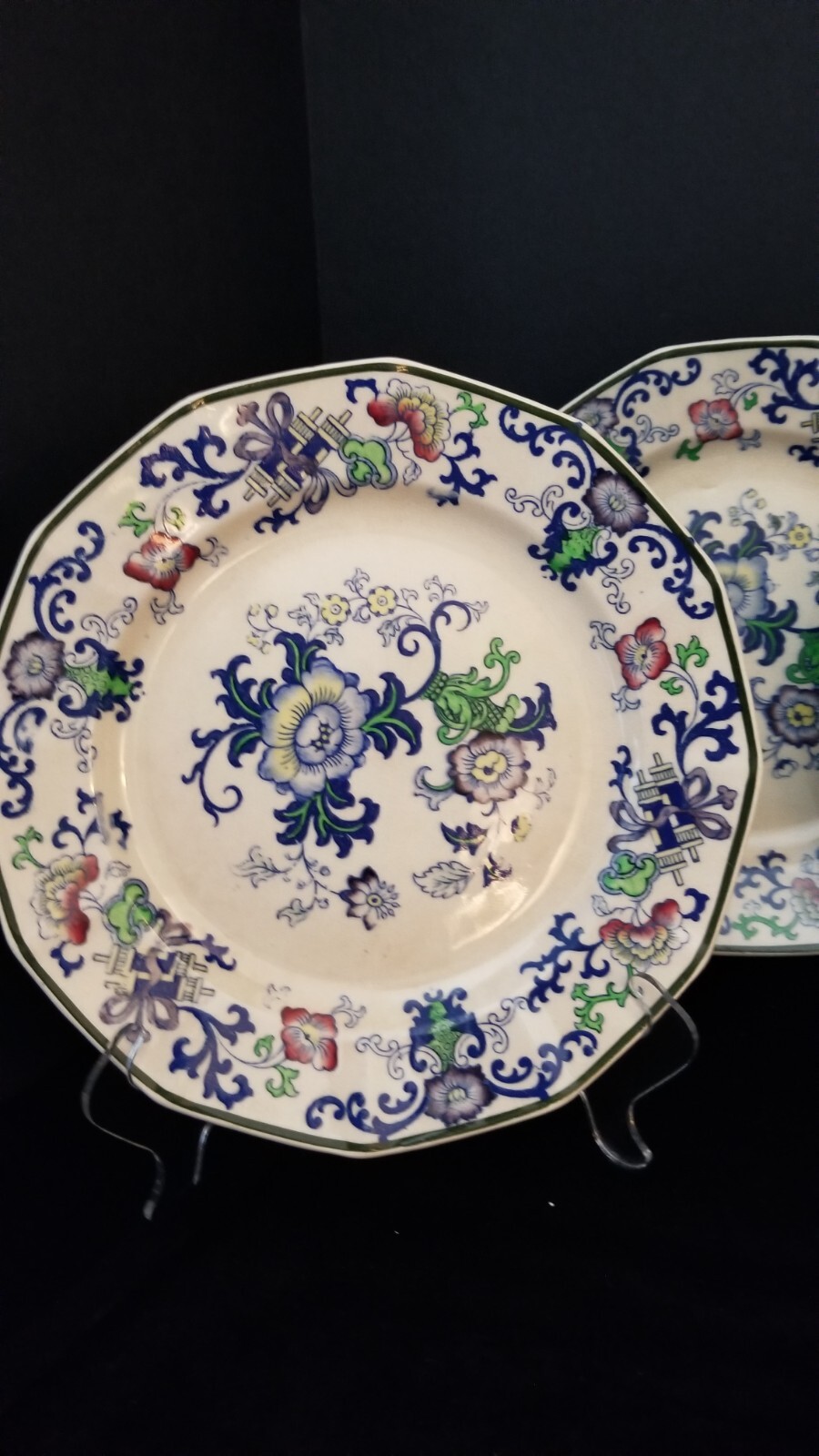 Doulton Burslem Porcelain Plates, Set of 4, Blue & White, 8″. England.