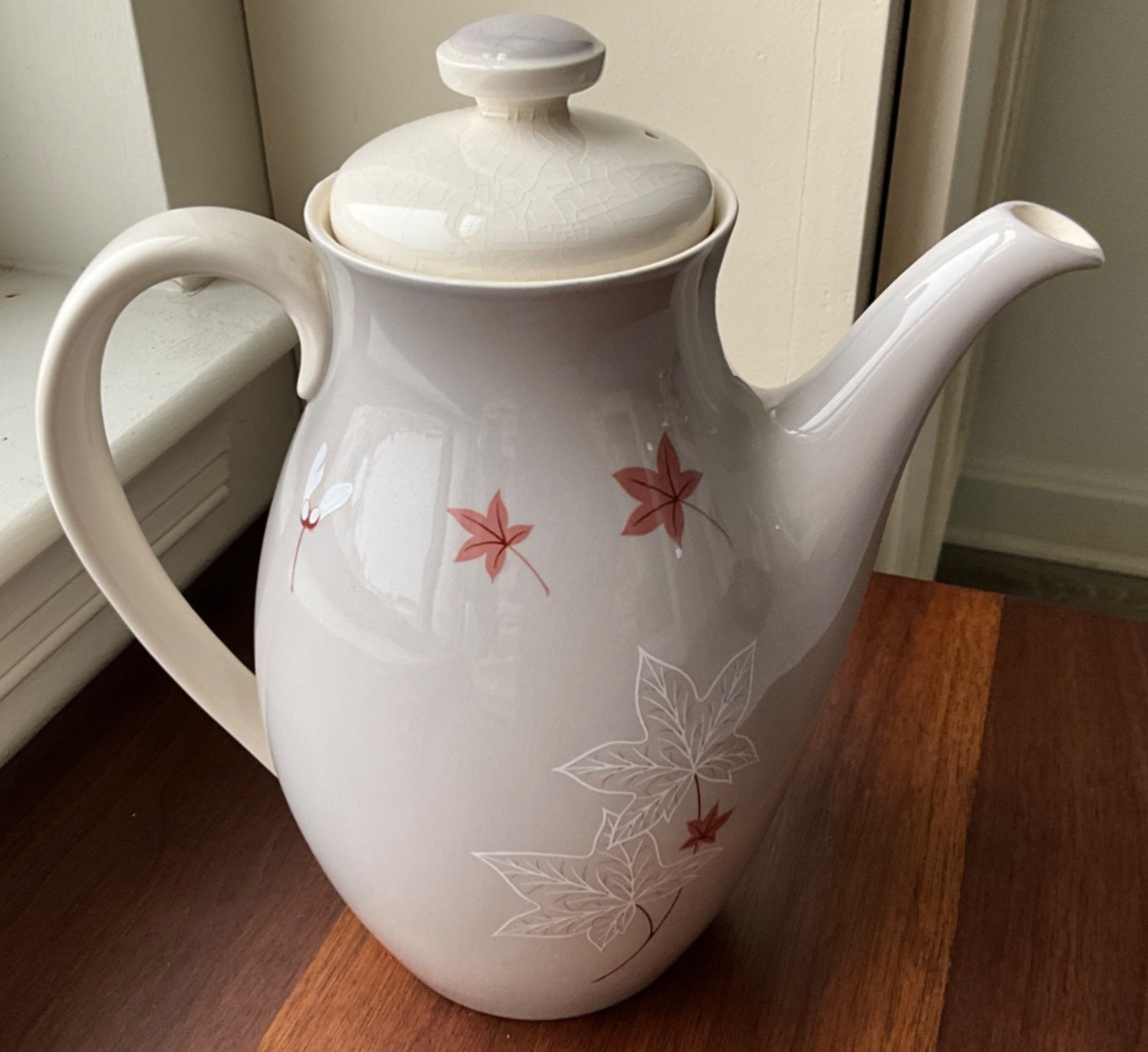 Royal Doulton Angel Wings Coffee Pot-Brown & White Design On Gray Body 1955-1963