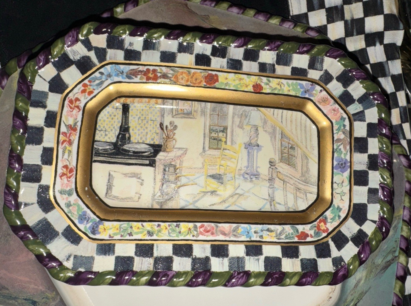 Mackenzie Childs 1991 MacLachlan Bread Plate 8”x5.5” ”Second Edition- UEC