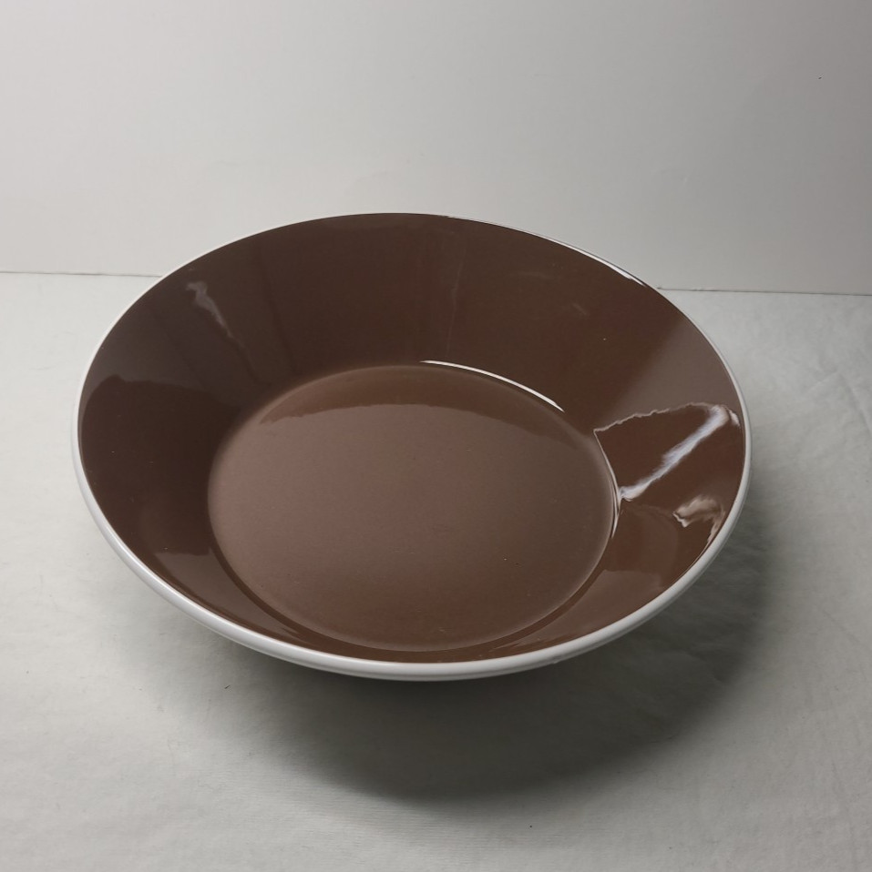 Mikasa Duplex/Brunch Ben Siebel Coupe Cereal Bowl White Brown 6 1/2″ MCM VTG