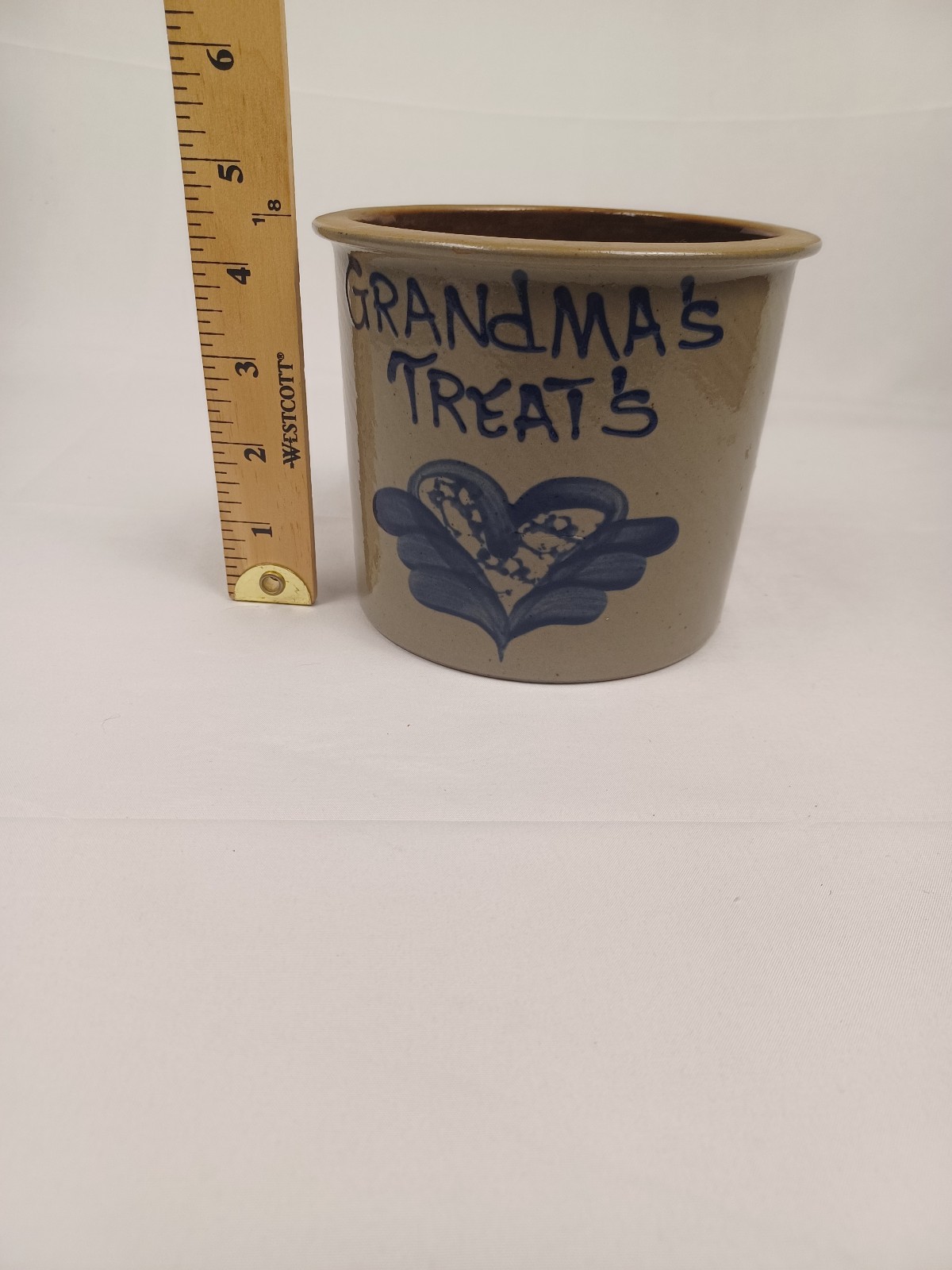 Vintage Beaumont Brothers Pottery Salt Glazed Stoneware Crock Grandma’s Treats